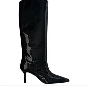 Acne Studio Black Patent Leather Knee-High Boots 36
